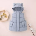 thumbnail image 3 of KAUOD Boys Girls Puffer Vest Zip up Sleeveless Hooded down Jackets Kids Plain Warm Outdoor Windproof Outwear with Pockets, 3 of 3
