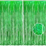 BRAVESHINE 2 Pack 3.2 ft x 8.2 ft Tinsel Foil Fringe Curtains Metallic Photo Booth Backdrops Party Supplies