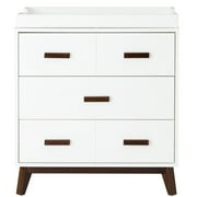 Scoot 3-Drawer Changer Dresser - White / Walnut