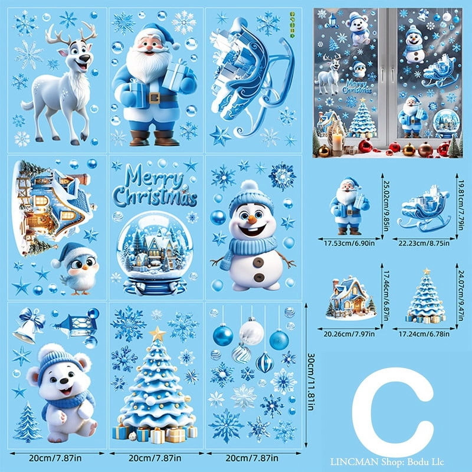 570 Pieces Snowflake Window Clings Winter Window Clings Christmas Snowflake Decal Stickers Window Clings Decorations for Christmas Frozen Theme Party New Year Supplies, 9 Sheets (White)