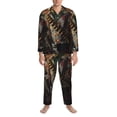 thumbnail image 3 of Daiia Cowboy Iguana Floral Shirt for Men's Long-Sleeved Pajama Set – Soft & Comfortable Sleepwear Button-Up Pajamas Cozy Lounge Wear-XX-Large, 3 of 7