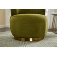 thumbnail image 3 of 360-Degree Swivel Accent Armchair with Wide Upholstered Seat and Metal Base, Round Barrel Chairs in Fluffy Velvet Fabric for Living Room, Bedroom, Olive, 3 of 7