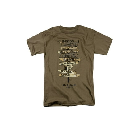 MASH 1970's War Comedy TV Series Distressed Mileage Signs Adult T-Shirt