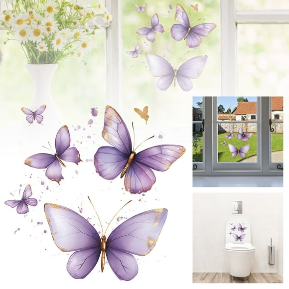 Painted Purple Flower Stickers Suitable for Decorating Living Room and Bedroom Background Walls