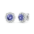 thumbnail image 2 of 925 Sterling Silver 5mm Round Tanzanite Flower Halo Women Valentines Day Gifts Stud Earrings, 2 of 4