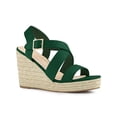 thumbnail image 1 of BLISSFUL STEP Women's Shoes Crisscross Ankle Strap Espadrille Wedge Sandals Emerald Green 10, 1 of 7