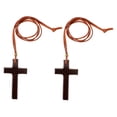 thumbnail image 6 of BESTYASH 2Pcs Cross Pendant Car Mirror Charm Retro Style Hanging Ornament Brown Thread Spiritual Symbol, 6 of 8