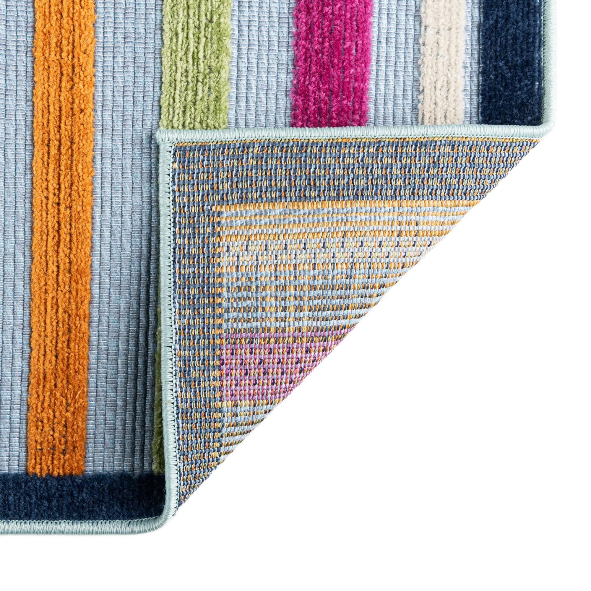 Rugs.com Aruba Outdoor Collection Rug – 2' x 3' Blue Low-Pile Rug Perfect For Any Outdoor Space, Entryways, Kitchens, Breakfast Nooks, Accent Pieces