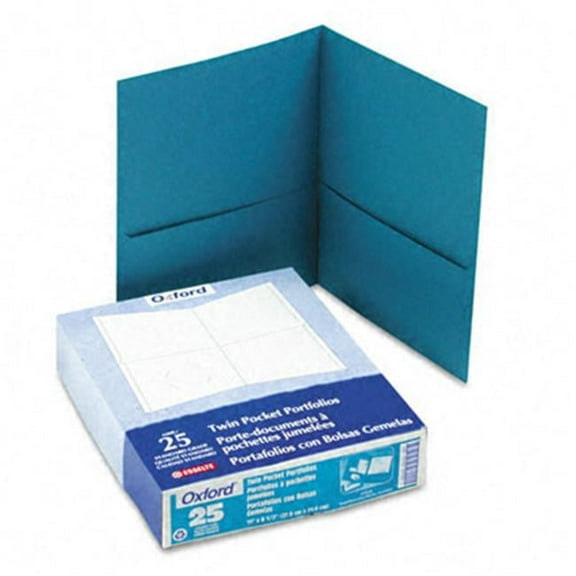 Esselte Pendaflex Twin-Pocket Portfolio Embossed Leather Grain Paper Teal