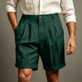 thumbnail image 6 of hlysgo Men's Relaxed Straight Pleated shorts Business Work Golf Dress Shorts Casual Summer Stretch Flat Front Shorts with Pockets Green,S, 6 of 6