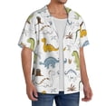 thumbnail image 4 of Xecao offers the Dinosaur for Men's Casual Short-sleeved Shirt, a button-up collared shirt with a pocket, perfect for beach vacations and yacht travel in the 4X-Large size., 4 of 7