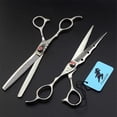 thumbnail image 2 of Juego de tijeras de peluquería para zurdos, tijeras profesionales de barbero de 7 pulgadas con tijeras de entresacar., 2 of 5