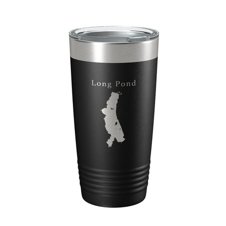 

Long Pond Tumbler Lake Map Travel Mug Insulated Laser Engraved Coffee Cup Massachusetts 20 oz Black
