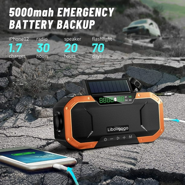 Emergency Radio Waterproof Bluetooth Speaker,Portable Digital AM