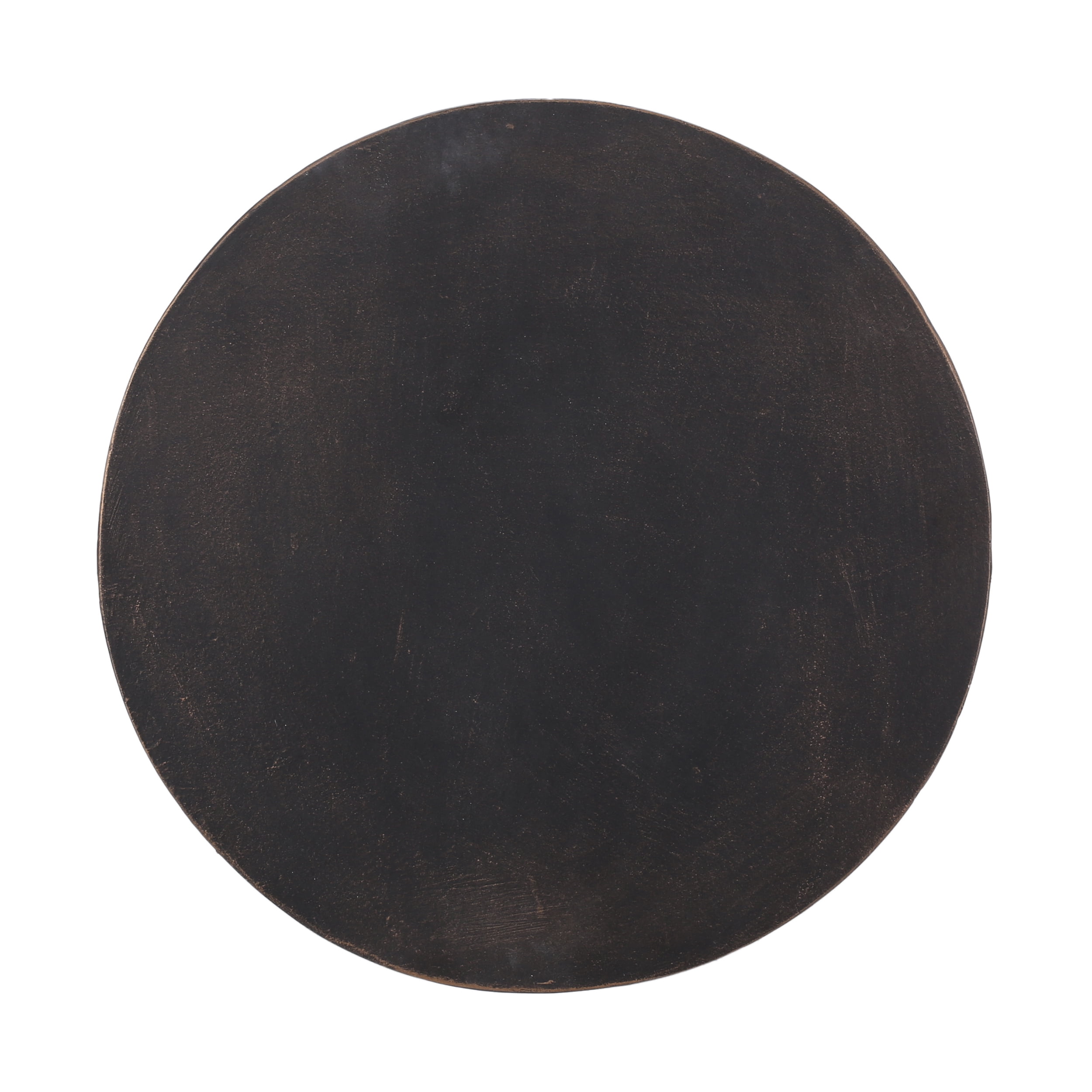 Mintazer Lightweight Accent Table with Concrete Finish, Round Side Table with Handle for Indoor, Outdoor, Copper
