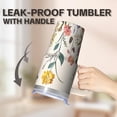 thumbnail image 5 of Floral Insulated Travel Mug 20oz for Her - Stainless Steel Tumbler with Handle, Straw Included, Leak-Proof Lid, Coffee Cup Gift, 5 of 5