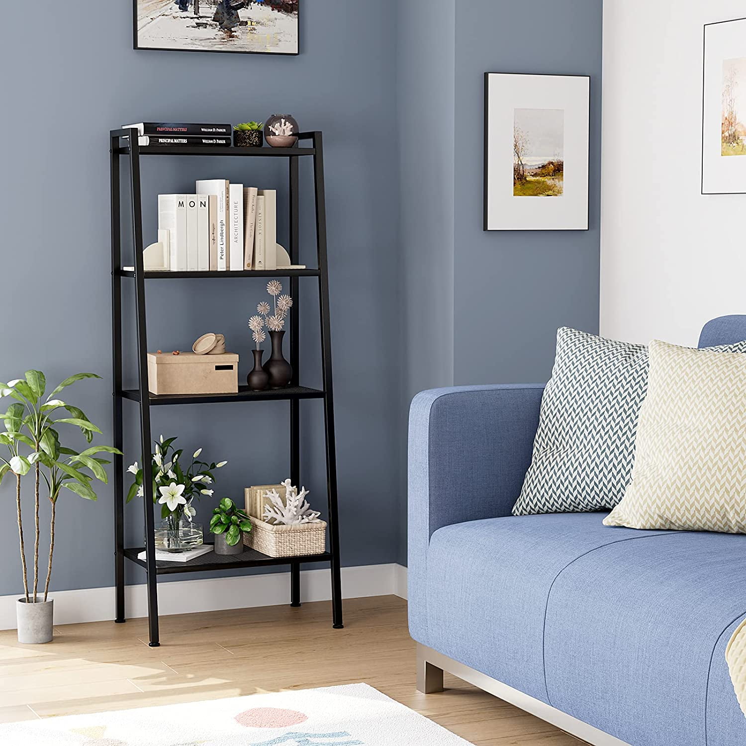 Buy Homfa 4 Tier Ladder Bookshelf, Metal Stand Shelves Plant Rack for