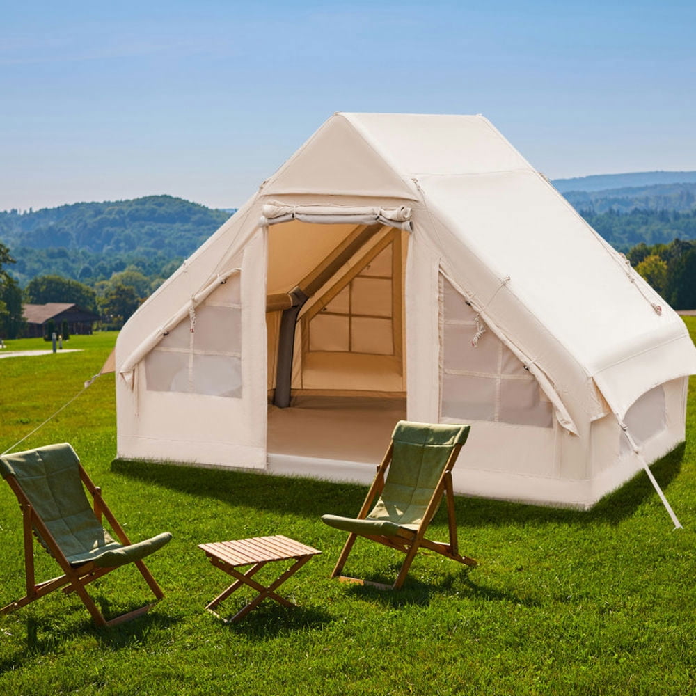 Aimee Lii Inflatable Camping Tent 2/4/6 People Glamping Tent for Family Camping with Pump, Instant Tents for Hiking & Traveling, Waterproof-Beige
