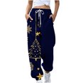 thumbnail image 1 of LSLJS Women's Pocket Loose Pants Sports Pants Drawstring Christmas Printed Guards Casual Pants, 1 of 2