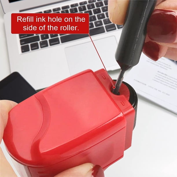 Sello De Robo De Identidad Rodillo: Kit Protector De Privacidad Con Tinta De Secado Rápido, Cubre Facturas Y Documentos (Negro)