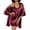 Dark Red, variant on Sleeveless Nightgowns with Robes Set Satin Silk Bridal Party 3/4 Sleeves Bathrobes with Pocekts