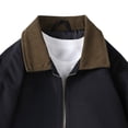 thumbnail image 4 of Mrmaere Turn Down Collar Corduroy Collar Casual Jacket Men Turn Down Collar Zip Up Lightweight Daily Wear Jacket Black L, 4 of 5