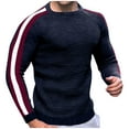 thumbnail image 1 of pstuiky camisa de manga larga para hombre, Suéter de cuello redondo con bloques de color para hombre, suéter de punto, suéter de manga larga cálido e informal para hombre Tops casuales para hombres m, 1 of 5