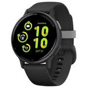 Refurbished Garmin 010-02862-10 Vivoactive 5 Slate Aluminum Bezel Smartwatch With Black Case & Silicone Band