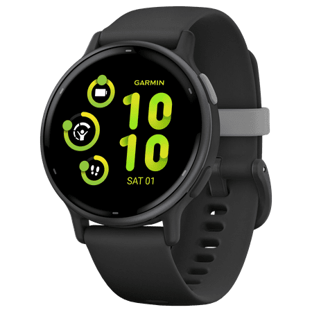 Refurbished Garmin 010-02862-10 Vivoactive 5 Slate Aluminum Bezel Smartwatch With Black Case & Silicone Band