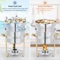 thumbnail image 3 of Soup Chafer 11QT Large Capacity Soup Chafer Sets of 2, Stainless Steel Round Soup Warmer w/Pot, Notched Lid & Fuel Holder, Catering Marmite for Party, Buffet, Event & Commercial Food Service, 3 of 8