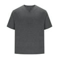 thumbnail image 5 of USNSM Men Gentlemans Business T Shirt Short Sleeve Fitness Muscle T Shirt V Neck Gym Tee Fashion Workout Casual Shirts Gray L, 5 of 7
