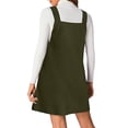 thumbnail image 2 of Misright Women V Neck Corduroy Overall Dress Fall Mini Pinafore Jumper Dress, 2 of 9
