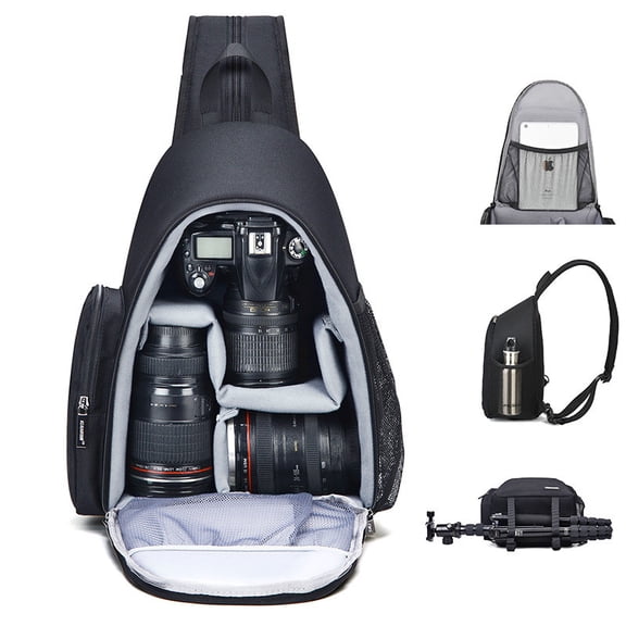 Casual Waterproof Single And Double Shoulder Messenger Camera Bag,Dark Blue