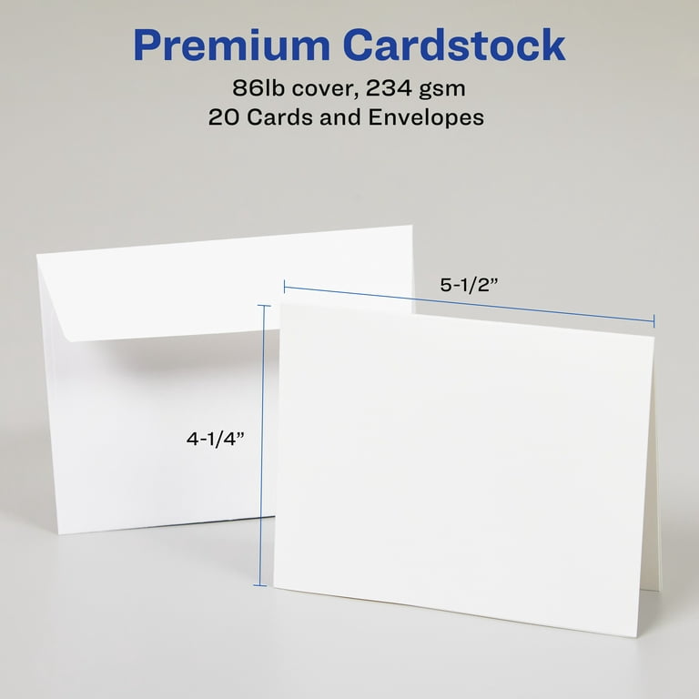 Avery Quarter-Fold Greeting Cards, Matte, 4-1/4 x 5-1/2, 20 Cards (3266)