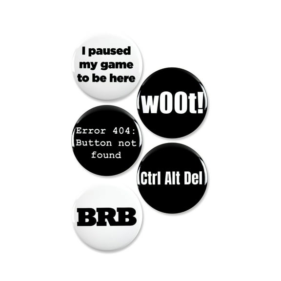 5 Pack - Computer Nerd Humor Pinback Buttons - 2.25 Inch