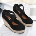 thumbnail image 7 of LIANGP Women's Sandals Straw Rope Fisherman Shoes Women Round Toe Rubber Platform Women High Heels Fashion Espadrilles Shoes Women Women's Shoes Black Size 7.5, 7 of 7