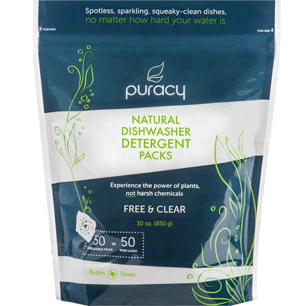 Puracy Natural Dishwasher Detergent Packs, EnzymePowered Autodish Tabs