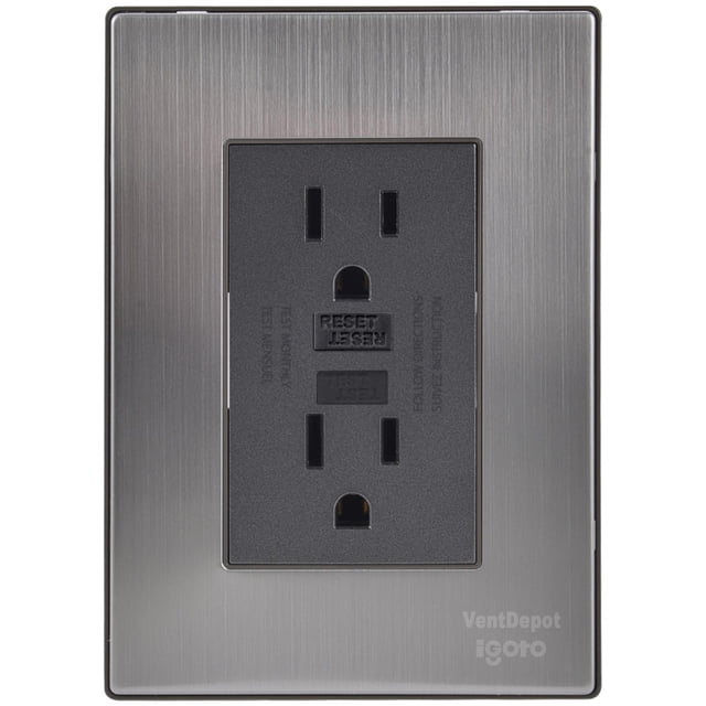 Placa Duplex Inoxium1FOxford 1Pza Contacto Duplex Falla Tierra 125-250VCA 15A 50/60Hz Plateado/Oxford Acero Inoxidable/P