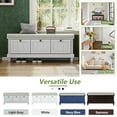 thumbnail image 5 of 44" Storage Bench, Fluted Shoe Cabinet with Hidden Storage Space and 3 Doors, Wood Bench End of Bed with Cushion, for Living Room, Hallway, Entryway, 5 of 9