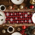thumbnail image 3 of Christmas Cotton Linen Table Runner Xmas Dwarfs Pine Tree Snowflakes Plaid Wood Grain Dining Table Runners for Home Decor Party Dining Room Restaurant Kitchen Party 13" x 120", 3 of 9