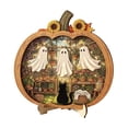 thumbnail image 2 of YAMB 2D Layered Wooden Pumpkin Ghost Ornament, Dimensional Cutout Tabletop Decor with Detachable Stand, Cute Spooky Style Decoration with Ghost & Black Cat Scene for Bedroom Home Display, 2 of 6
