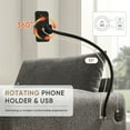 thumbnail image 6 of Muumblus Accent Chair with Storage Ottoman, Indoor Chaise Lounge Armchair with USB & Phone Stand, Gray Chenille, 6 of 11