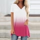 thumbnail image 2 of Mujeres de Manga Larga Superior, Estampado Corto Delantero Larga Espalda Raglan Cuello en V Camiseta de Manga Corta, Casual, 2 of 9
