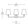 Canterwood 24.88 in. 3Light Black Vanity Light with Fabric Shades