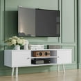 thumbnail image 3 of Cozy Castle White Small TV Stand for 50 inch TV, Modern Entertainment Center, TV Media Console Tables for Living Room Bedroom and Office, 3 of 8