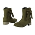 thumbnail image 5 of Bnwani Women Boots New Winter Fashion Low-Heel Thick Ankle Versatile Casual Solid Boot Green Size 7, 5 of 6