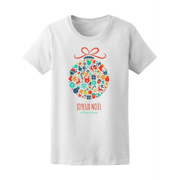 Smartprints Womens Graphic Tee - Joyeux Noel French Christmas - Regular Fit 100% Cotton