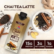 Atkins Chai Tea Latte Flavored High Protein Shake, Ready to Drink, Low Sugar and Low Carb Shakes, Keto-Friendly, Made with Real Tea, 4 Count