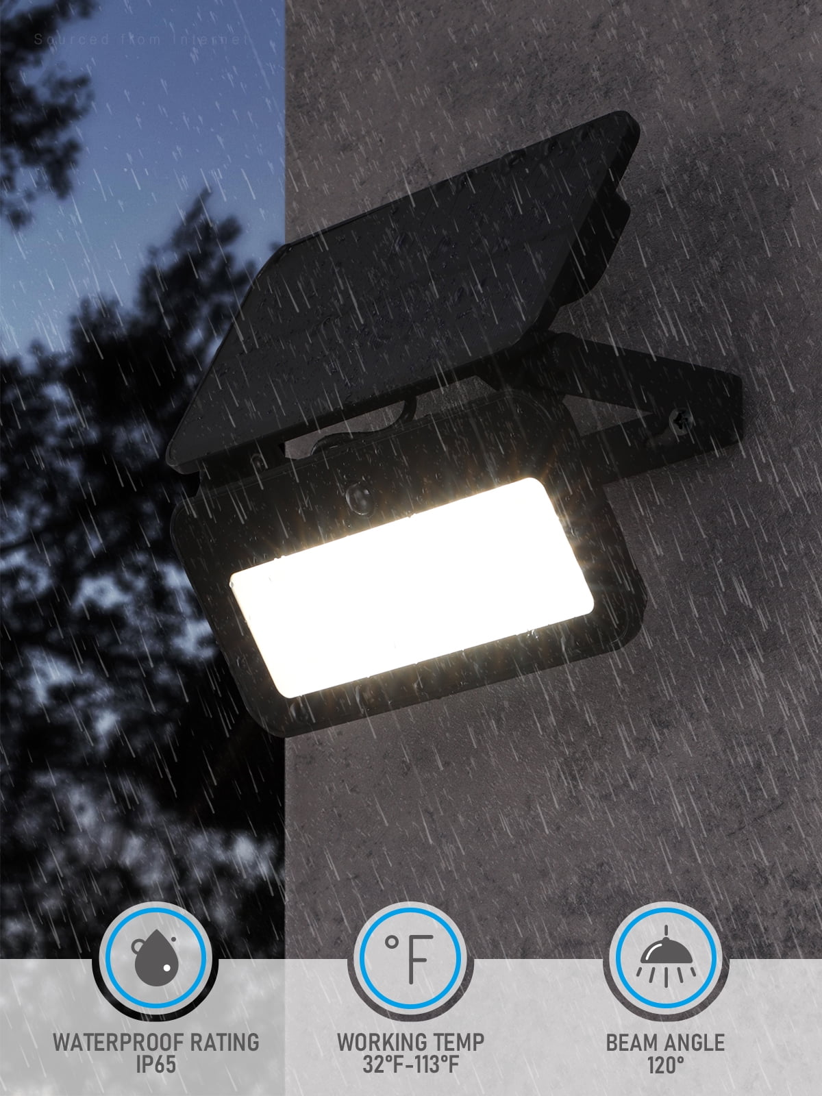 2 Pack Solar Motion Sensor Lights, Solar Flood Lights, Solar Wall Lights, Dimmable, 3CCT