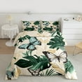 thumbnail image 2 of Manfei Falm Monstera Leaf Bedding Comforter Set,Wild Butterfly Twin Comforter Sets,Green Beige Cyan Bedding Set For Girls Boys,Breathable Home Decor,2pcs, 2 of 8